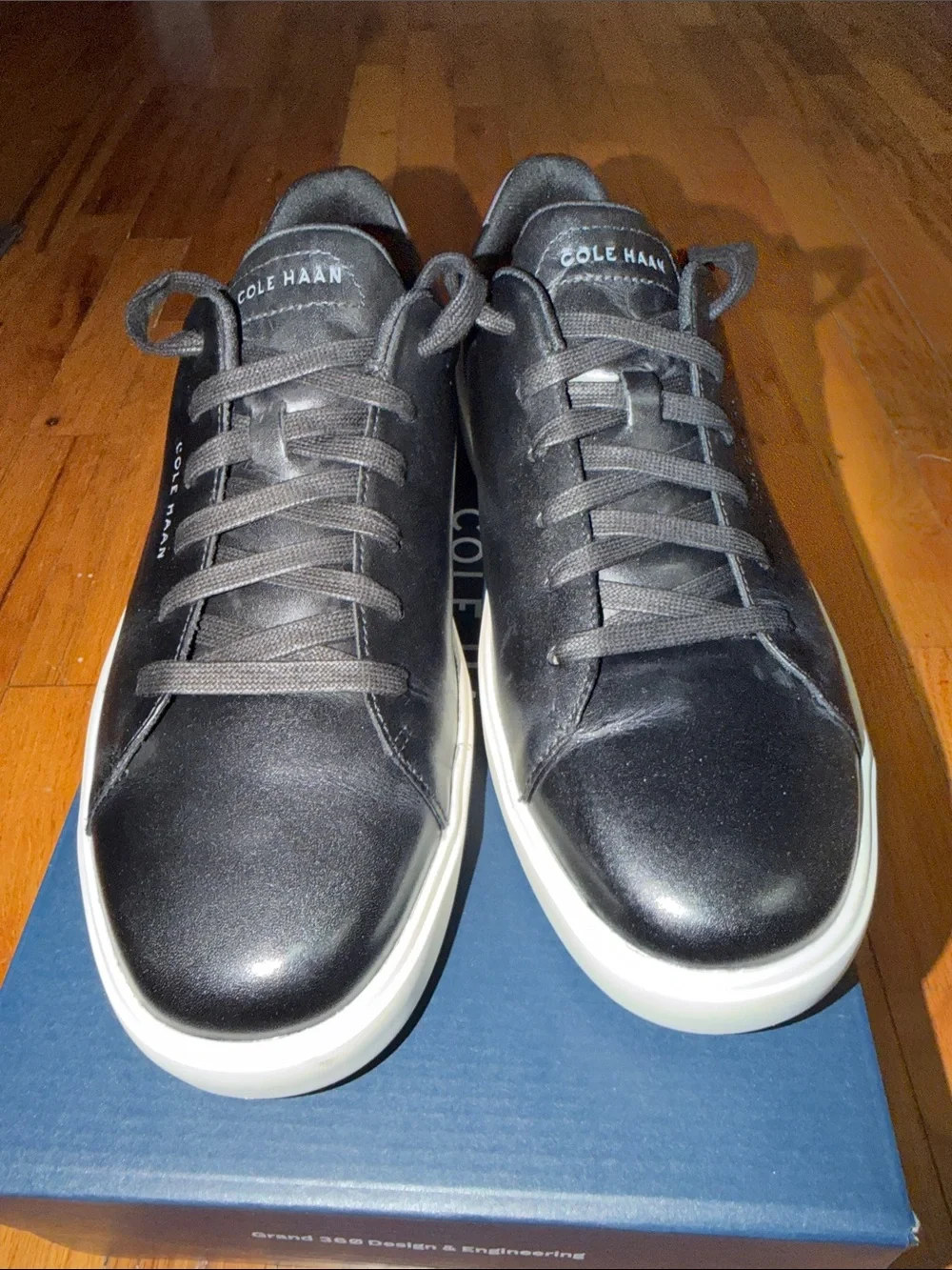 Cole Haan Black Leather Sneakers with White Sole